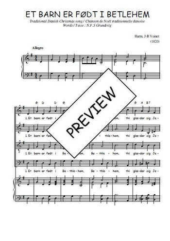 Téléchargez l'arrangement de la partition de Et barn er født i Betlehem en PDF pour 4 voix mixtes et piano