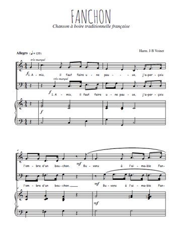 Téléchargez l'arrangement de la partition de Fanchon en PDF pour deux voix égales et piano