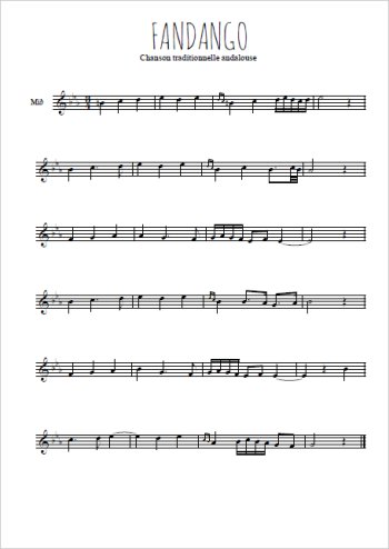 Téléchargez l'arrangement de la partition pour sax en Mib de la musique Fandango en PDF