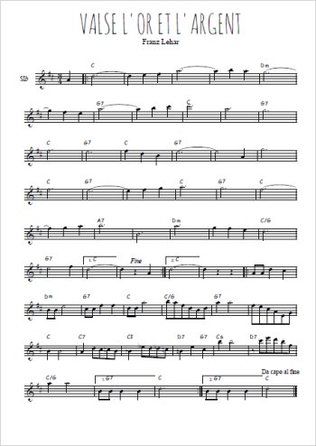 Téléchargez l'arrangement de la partition en Sib de la musique L'or et l'argent en PDF