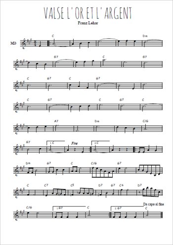 Téléchargez l'arrangement de la partition pour sax en Mib de la musique L'or et l'argent en PDF