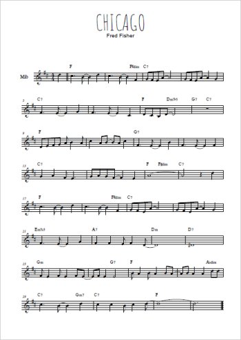 Téléchargez l'arrangement de la partition pour sax en Mib de la musique Chicago, That Toddlin' Town (1922) en PDF