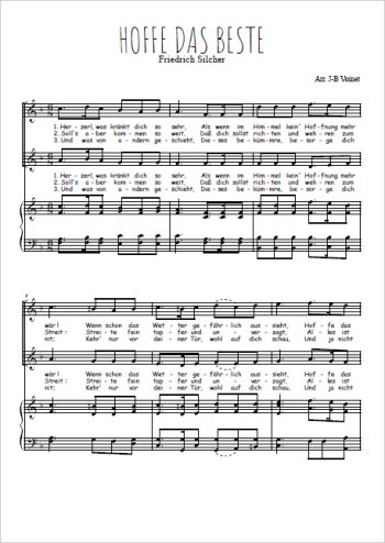 Téléchargez l'arrangement de la partition de Hoffe das Beste en PDF pour deux voix égales et piano