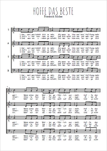 Téléchargez l'arrangement de la partition de Hoffe das Beste en PDF à quatre voix SATB