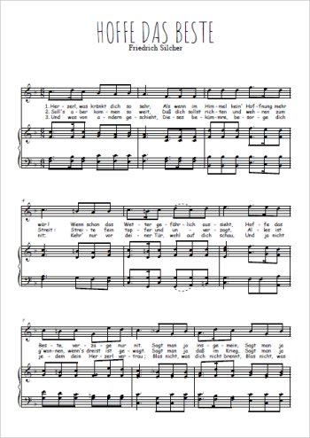 Téléchargez l'arrangement de la partition de friedrich-silcher-hoffe-das-beste en PDF pour Chant et piano