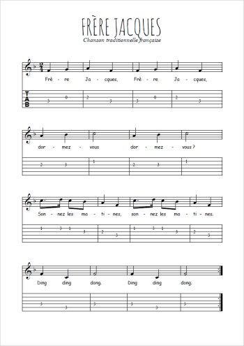 Téléchargez la tablature de la musique Traditionnel-Frere-Jacques en PDF