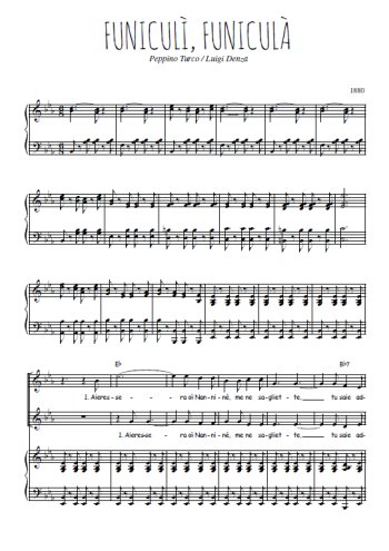 Téléchargez l'arrangement de la partition de Funiculì, Funiculà en PDF pour deux voix égales et piano
