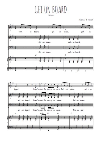Téléchargez l'arrangement de la partition de Get on board en PDF pour 4 voix mixtes et piano