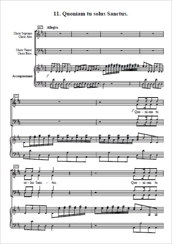11. Quoniam tu solus Sanctus Partitions gratuites