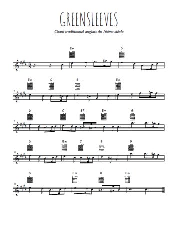Téléchargez l'arrangement de la partition pour sax en Mib de la musique Greensleeves en PDF