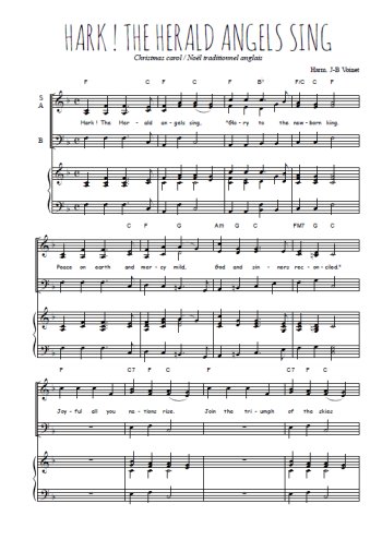 Téléchargez l'arrangement de la partition de Hark ! The Herald angels sing en PDF pour trois voix mixtes et piano