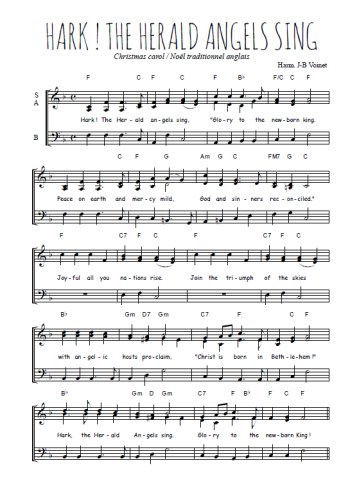 Téléchargez l'arrangement de la partition de Hark ! The Herald angels sing en PDF à trois voix