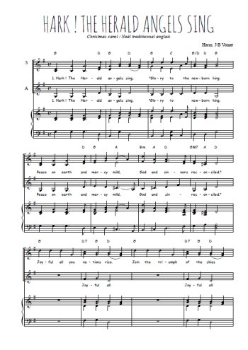 Téléchargez l'arrangement de la partition de Hark ! The Herald angels sing en PDF pour trois voix de femmes et piano