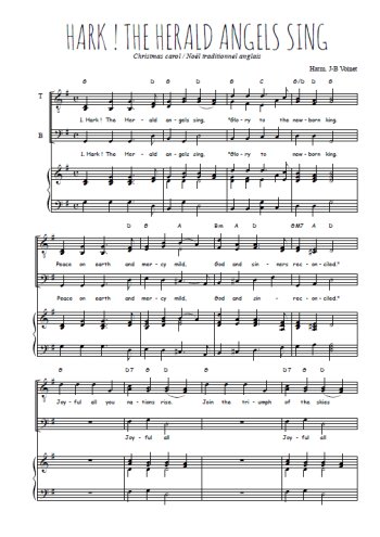 Téléchargez l'arrangement de la partition de Hark ! The Herald angels sing en PDF pour trois voix d'hommes et piano