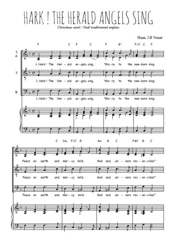 Téléchargez l'arrangement de la partition de Hark ! The Herald angels sing en PDF pour 4 voix mixtes et piano