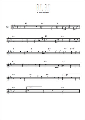Téléchargez l'arrangement de la partition en Sib de la musique Eli, Eli en PDF
