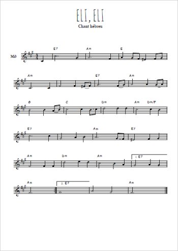 Téléchargez l'arrangement de la partition pour sax en Mib de la musique Eli, Eli en PDF