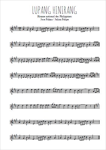 Téléchargez l'arrangement de la partition en Sib de la musique Lupang Hinirang en PDF