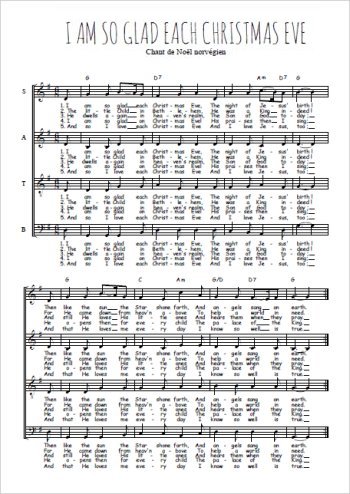Téléchargez l'arrangement de la partition de I'm so glad each Christmas Eve en PDF à quatre voix SATB