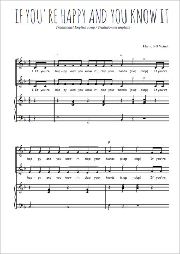 Téléchargez l'arrangement de la partition de If you're happy and you know it en PDF pour deux voix égales et piano