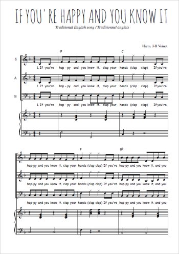 Téléchargez l'arrangement de la partition de If you're happy and you know it en PDF pour trois voix mixtes et piano