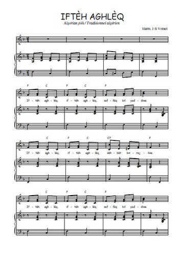 Téléchargez l'arrangement de la partition de Iftèh aghlèq en PDF pour deux voix égales et piano