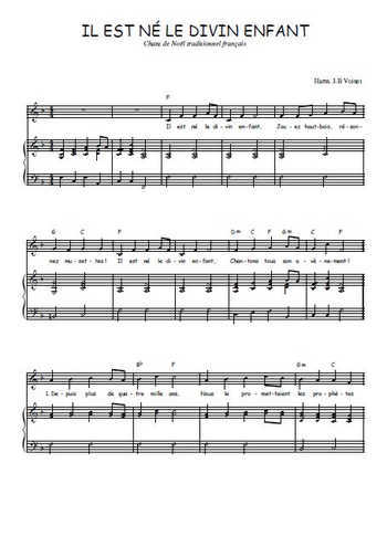 Téléchargez l'arrangement de la partition de noel-il-est-ne-le-divin-enfant en PDF pour Chant et piano