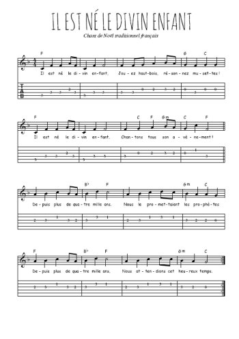 Téléchargez la tablature de la musique noel-il-est-ne-le-divin-enfant en PDF