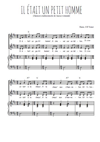 Téléchargez l'arrangement de la partition de Il était un petit homme en PDF pour deux voix égales et piano