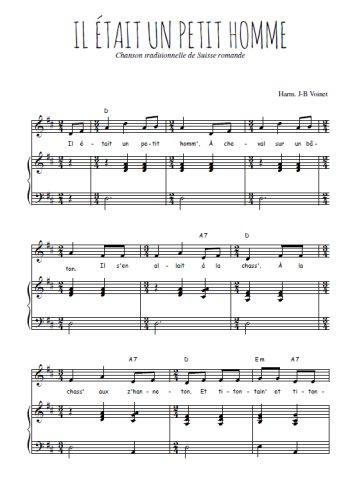 Téléchargez l'arrangement de la partition de Traditionnel-Il-etait-un-petit-homme en PDF pour Chant et piano