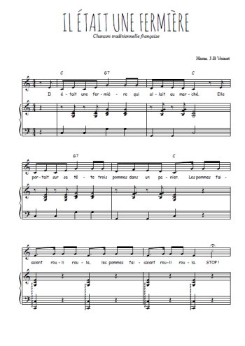 Téléchargez l'arrangement de la partition de il-etait-une-fermiere en PDF pour Chant et piano