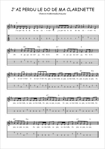 Téléchargez la tablature de la musique j-ai-perdu-le-do-de-ma-clarinette en PDF