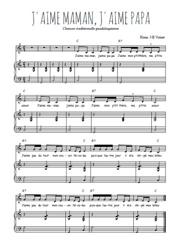 Téléchargez l'arrangement de la partition de j-aime-maman-j-aime-papa en PDF pour Chant et piano