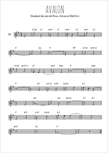 Téléchargez l'arrangement de la partition en Sib de la musique Avalon en PDF