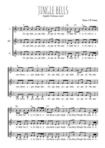 Téléchargez l'arrangement de la partition de Jingle bells en PDF à trois voix