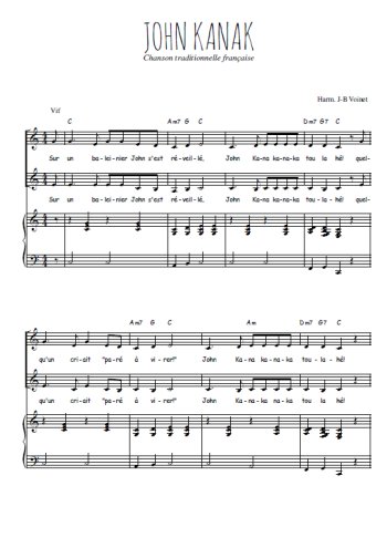 Téléchargez l'arrangement de la partition de John Kanak en PDF pour deux voix égales et piano