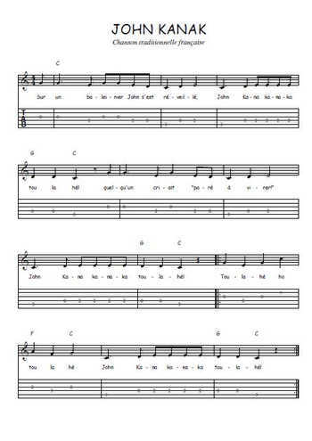 Téléchargez la tablature de la musique Traditionnel-John-Kanak en PDF