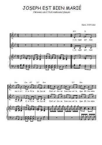 Téléchargez l'arrangement de la partition de Joseph est bien marié en PDF pour deux voix égales et piano