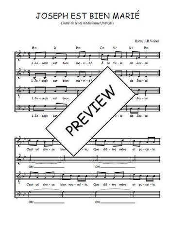 Téléchargez l'arrangement de la partition de Joseph est bien marié en PDF à quatre voix SATB