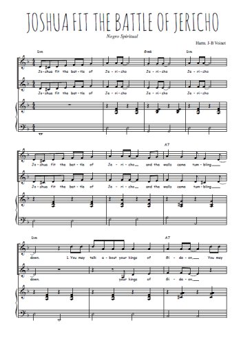 Téléchargez l'arrangement de la partition de Joshua fit the battle of Jericho en PDF pour deux voix égales et piano