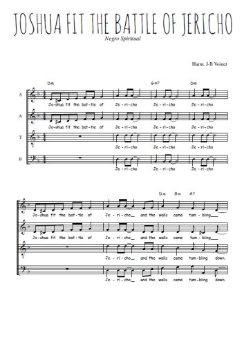 Téléchargez l'arrangement de la partition de Joshua fit the battle of Jericho en PDF à quatre voix SATB