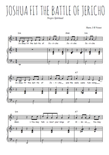 Téléchargez l'arrangement de la partition de spiritual-joshua-fit-the-battle-of-jericho en PDF pour Chant et piano