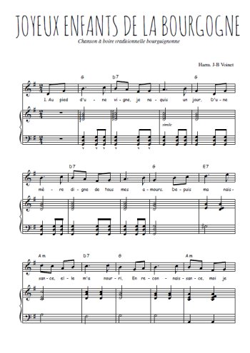 Téléchargez l'arrangement de la partition de Traditionnel-Joyeux-enfants-de-la-Bourgogne en PDF pour Chant et piano