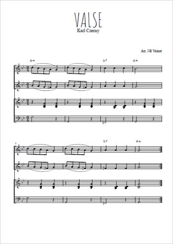 Téléchargez l'arrangement de la partition de Valse en PDF pour deux voix égales et piano