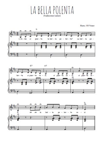 Téléchargez l'arrangement de la partition de Traditionnel-La-bella-polenta en PDF pour Chant et piano