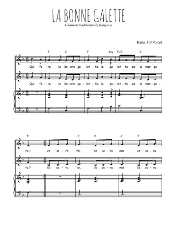 Téléchargez l'arrangement de la partition de La bonne galette en PDF pour deux voix égales et piano