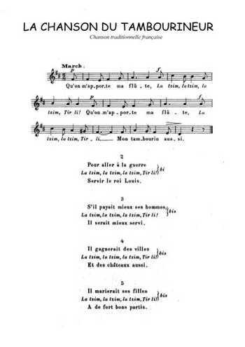 La chanson du tambourineur Partition gratuite