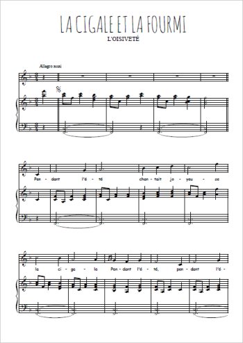 Téléchargez l'arrangement de la partition de fable-la-cigale-et-la-fourmi en PDF pour Chant et piano