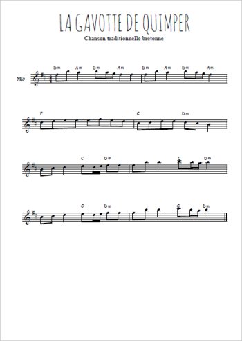 Téléchargez l'arrangement de la partition pour sax en Mib de la musique La gavotte de Quimper en PDF