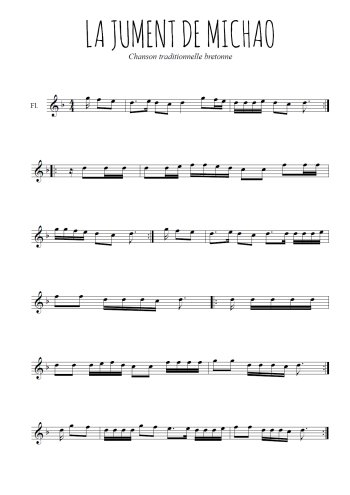 Téléchargez la partition de la musique La jument de Michao en PDF, pour flûte traversière
